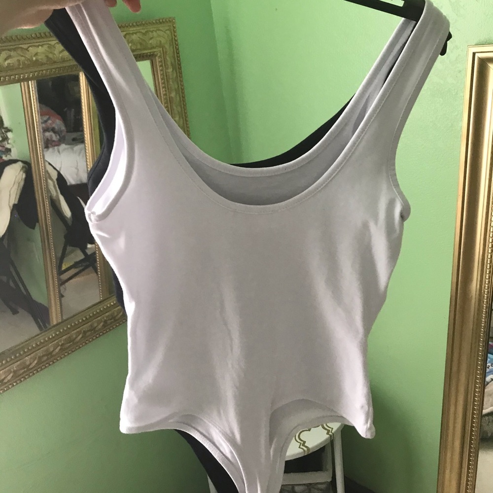 Bundle of two scoop neck thong bodysuits